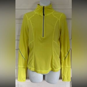 Zella from Nordstrom Vibrant Yellow Half-Zip Pullover w/ Thumbholes. Size XS